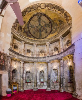 SOHAG, EGYPT: 11 Şubat 2019: Sohag, Mısır yakınlarındaki Coptic White Manastırı (Deir al Abyad)