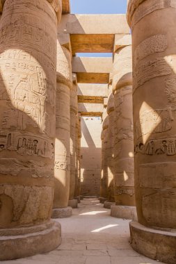 Mısır 'ın Karnak kentindeki Amun Tapınağı' ndaki Büyük Hypostyle Salonu 'nun sütunları.