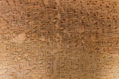 Ramses III 'ün Mısır' daki Theban Mezarlığı 'ndaki Krallar Vadisi' ndeki hiyeroglifler.