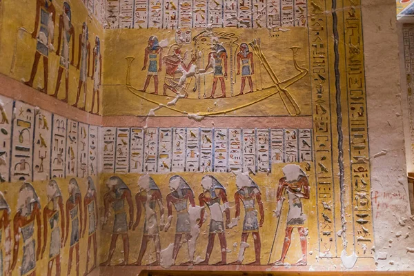 Luxor Egypt Feb 2019 Burial Chamber Paintings Ramesses Tomb Valley — Stock Photo, Image