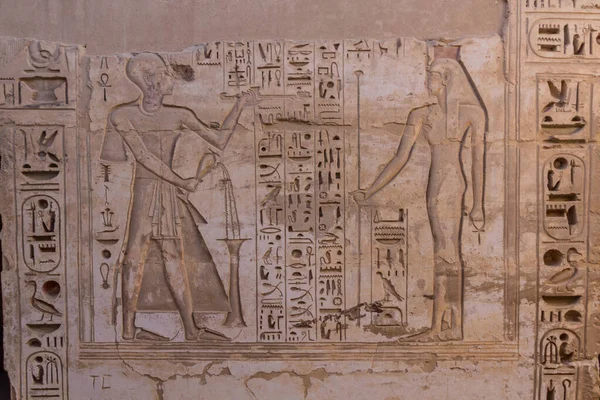 Hieroglyfer Medinet Habu Bårhus Tempel Ramesses Iii Vid Theban Necropolis — Stockfoto