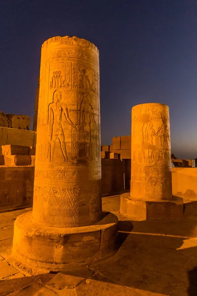 Vista Nocturna Del Templo Kom Ombo Egipto — Foto de Stock