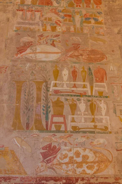 Luxor Egypt Feb 2019 Väggdekorationer Hatshepsuts Tempel Vid Luxors Västra — Stockfoto
