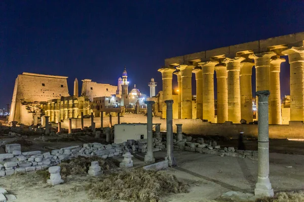 Kvällsutsikt Över Luxor Temple Egypten — Stockfoto