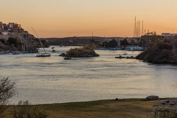Sunset River Nile Aswan Egypt — Stock Photo, Image