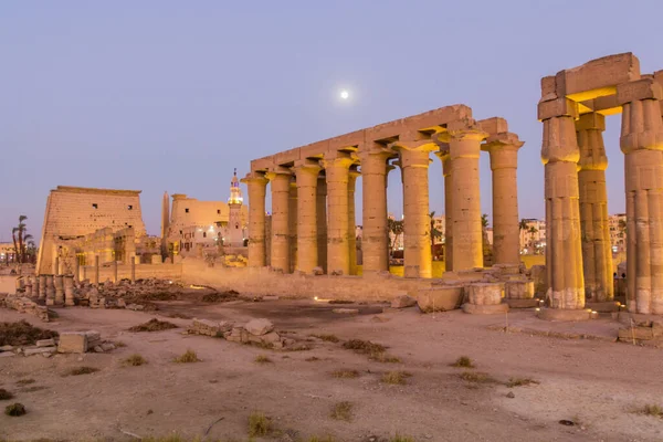 Vista Noturna Templo Luxor Egito — Fotografia de Stock