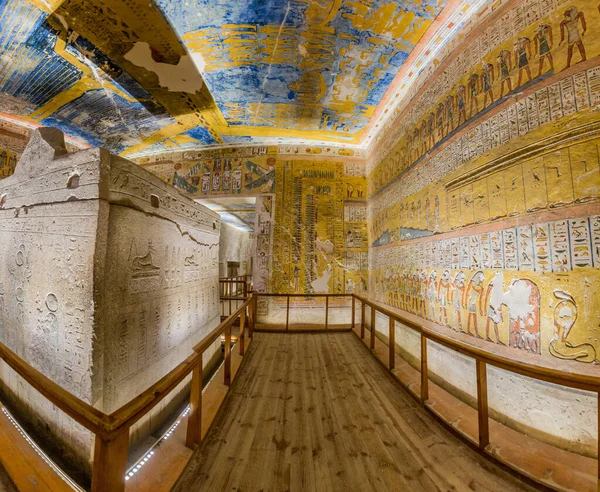 Sargophage Dans Chambre Funéraire Ramsès Tombeau Dans Vallée Des Rois — Photo