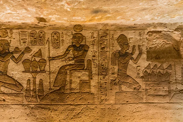 Abu Simbel Egypt Feb 2019 Hällristningar Ramesstemplet Abu Simbel Egypten — Stockfoto