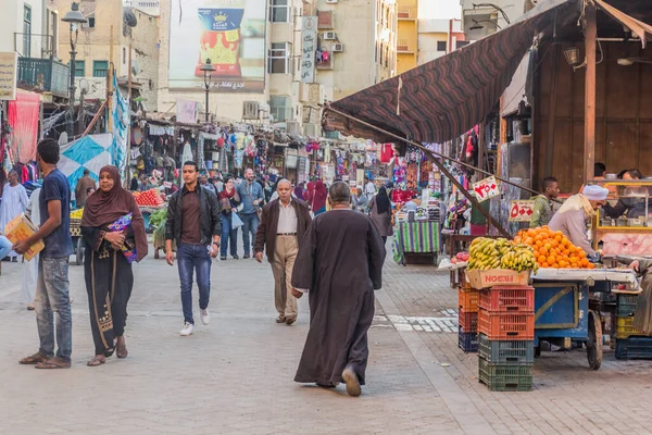 Aswan Ägypten Feb 2019 Menschen Alten Souk Markt Assuan Ägypten — Stockfoto