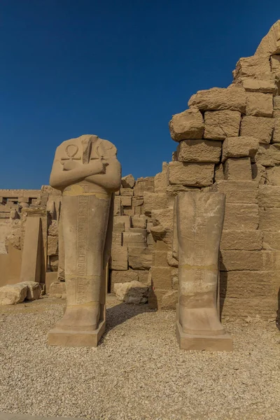 Statues Amun Temple Enclosure Karnak Egypt — Stock Photo, Image