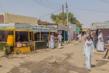 ABRI, SUDAN - 25 Şubat 2019: Abri, Sudan 'da bir sokak manzarası