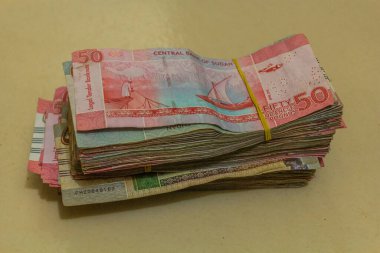 Sudan Pound banknotları yığını