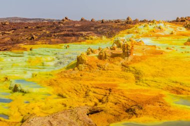  Danakil bunalımında, Etiyopya 'da Dallol renkli volkanik manzara