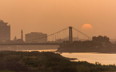 Hartum 'un günbatımı manzarası ufuk çizgisi, Sudan