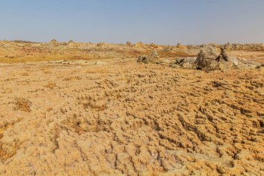 Dallol 'un renkli volkanik manzarası, Danakil depresyonu, Etiyopya.