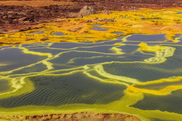 Kolorowe Jeziora Siarkowe Dallol Wulkanicznej Danakil Depresji Etiopia — Zdjęcie stockowe