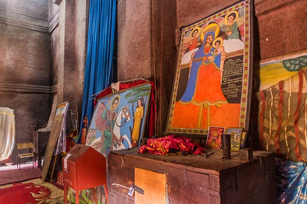 Lalibela Etiopia Marzo 2019 Interno Della Chiesa San Giorgio Bet — Foto Stock
