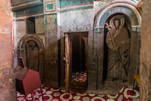 Lalibela Etiópia Março 2019 Interior Das Igrejas Lapidadas Pedra Bet — Fotografia de Stock