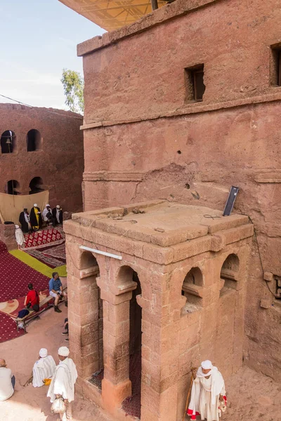 Lalibela Etiópia Março 2019 Entrada Bet Maryam Igreja Pedra Lalibela — Fotografia de Stock