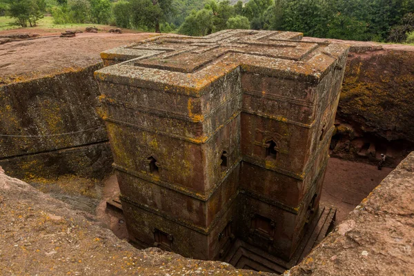 Saint George Bet Giyorgis Stenhuggen Kyrka Lalibela Etiopien — Stockfoto