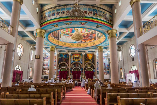 Addis Ababa Etiopía Abril 2019 Interior Catedral Medhane Alem Addis — Foto de Stock