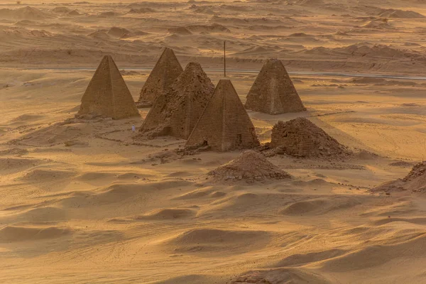 Вид Повітря Піраміди Баркала Пустелі Поблизу Міста Каріма Судан — стокове фото