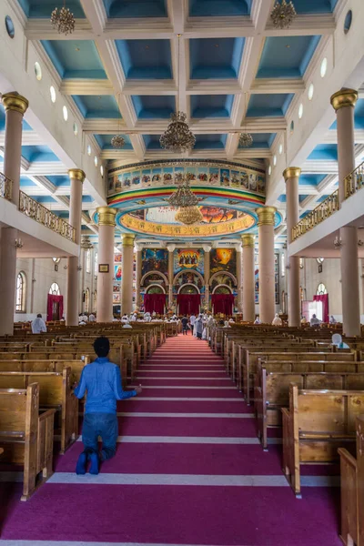 Addis Ababa Etiopía Abril 2019 Interior Catedral Medhane Alem Addis — Foto de Stock