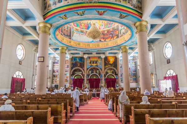 Addis Ababa Etiopía Abril 2019 Interior Catedral Medhane Alem Addis — Foto de Stock