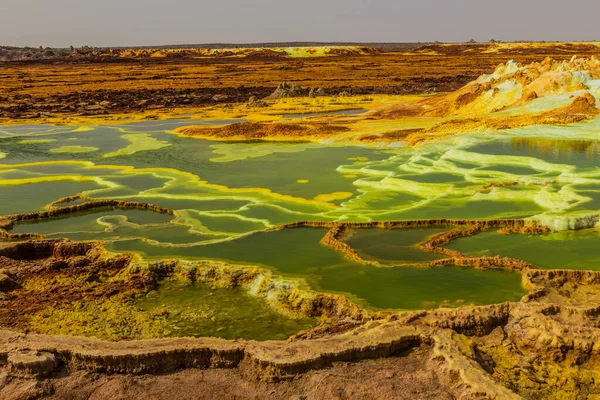 Colorful Sulfuric Lakes Dallol Volcanic Area Danakil Depression Ethiopia — Stock Photo, Image