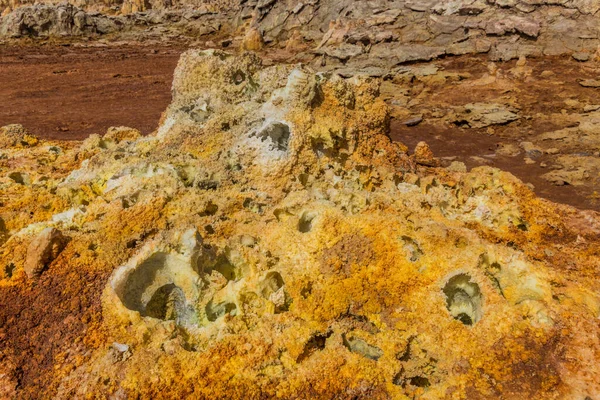 Barevná Sopečná Krajina Dallol Danakil Deprese Etiopie — Stock fotografie