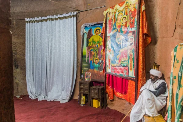 Lalibela Ethiopia March 2019 Interor Bet Gabriel Rufael House Angel — 스톡 사진