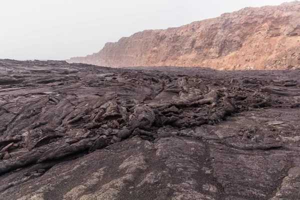 Campos Lava Cráter Del Volcán Erta Ale Depresión Afar Etiopía — Foto de Stock