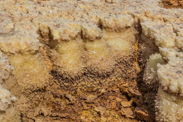 Detail Sopečné Krajiny Dallol Danakil Deprese Etiopie — Stock fotografie