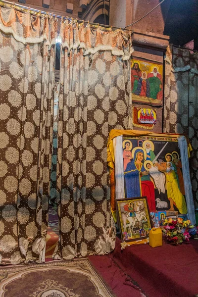 Lalibela Etiopie Března 2019 Interiér Skalami Vytesaného Kostela Lalibele Etiopie — Stock fotografie
