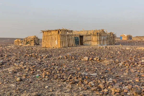 Cabanes Simples Hamed Ela Peuplement Tribu Afar Dans Dépression Danakil — Photo