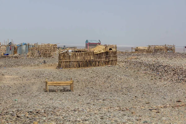 Cabanes Simples Hamed Ela Peuplement Tribu Afar Dans Dépression Danakil — Photo