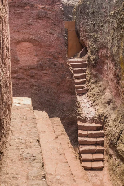 Narrow Passages Rock Cut Churches Lalibela Ethiopia — Stock Photo, Image