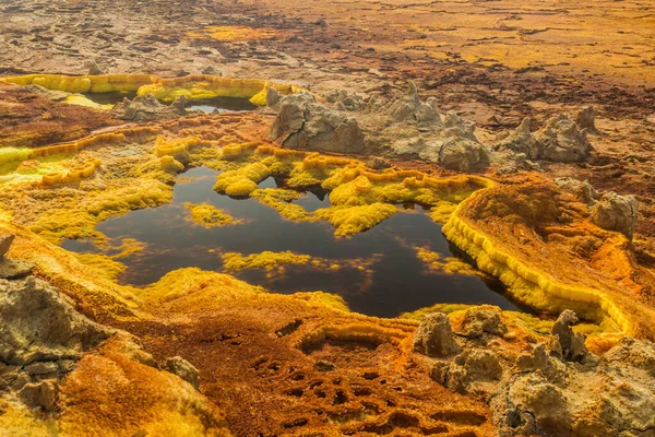 Paisagem Vulcânica Colorida Dallol Depressão Danakil Etiópia — Fotografia de Stock