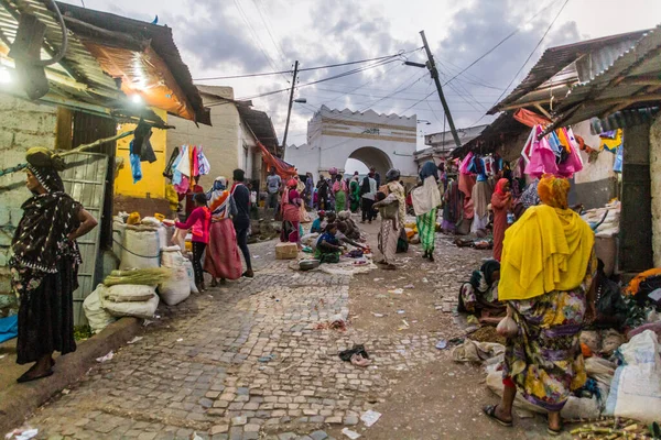 Harar Etiopía Abril 2019 Mercado Callejero Shoa Gate Harar Etiopía — Foto de Stock