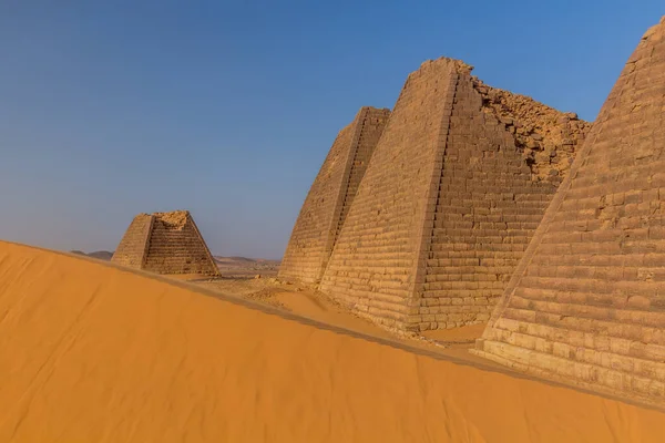 Pyramides Méroé Situées Dans Désert Sahara Soudan — Photo