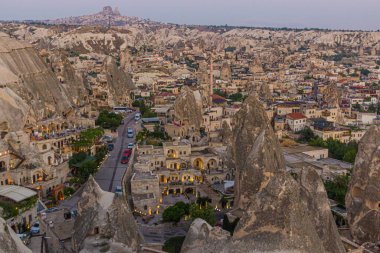 Kapadokya Göreme şehrin havadan görünümü