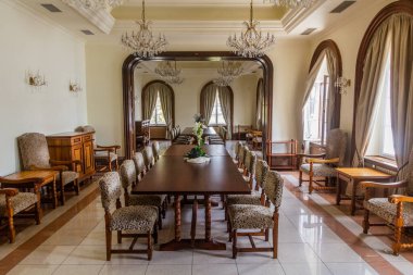 PRAG, CZECH REPUBLIC - 6 EYLÜL 2020: Çek Cumhuriyeti Prag 'daki Lichtenstejnsky Sarayı' nın İçi