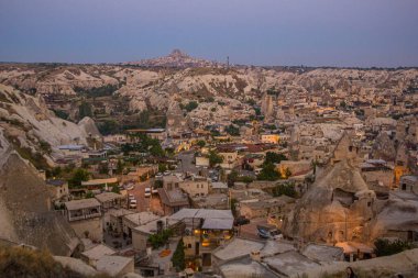 Kapadokya Göreme şehrin havadan görünümü