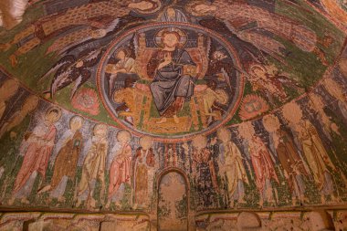 GOREME, TURKEY - 19 Temmuz 2019: Kapadokya 'daki Hacli Kilisesi Freskleri