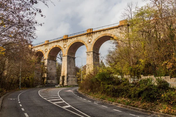 Railway Viaduct Hlubucepy Prague Czech Republic — Stock Photo, Image