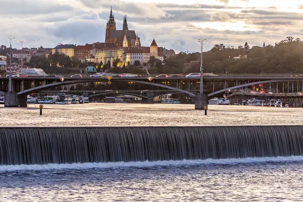 Pražský Panorama Stefanikovským Mostem Hradem Česká Republika — Stock fotografie