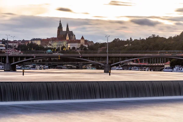 Skyline Praga Con Puente Stefanikuv Castillo República Checa — Foto de Stock