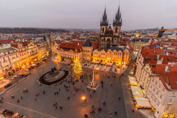 Prag Tschechische Republik Dezember 2020 Luftaufnahme Des Altstädter Ring Prag — Stockfoto