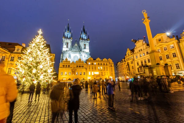 Prague Cseh Köztársaság December 2020 Karácsonyi Kilátás Óváros Terére Prágában — Stock Fotó