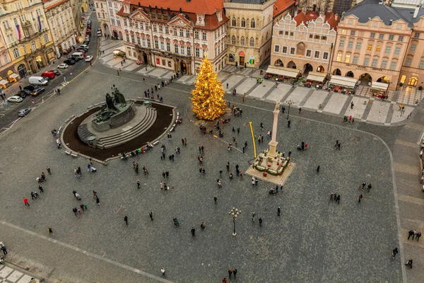 Praag Tsjechië December 2020 Luchtfoto Van Het Oude Stadsplein Praag — Stockfoto